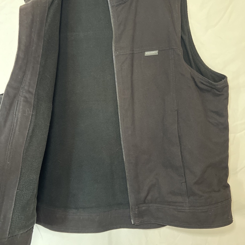 Wolverine Vest Men XLarge Black Canvas Fleece Lined Outdoor Workwear Pockets - Picture 9 of 16